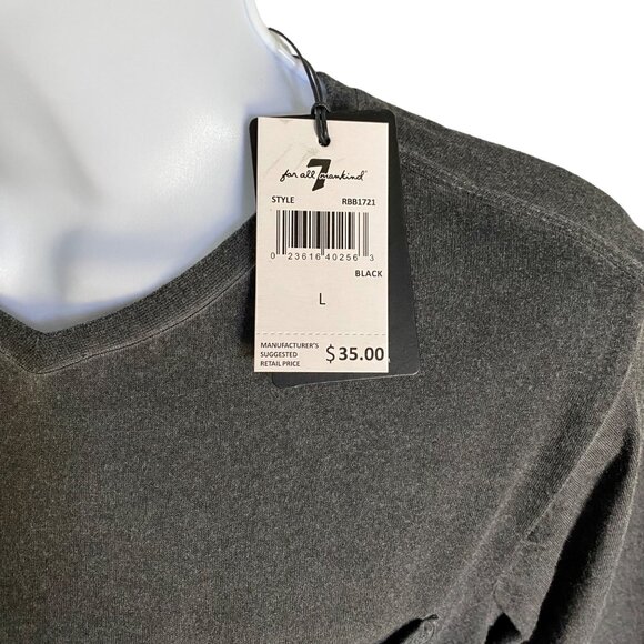 7FAM 7 for All Mankind V Neck Tee Shirt Distressed Black Youth Size Large NEW - Picture 3 of 7